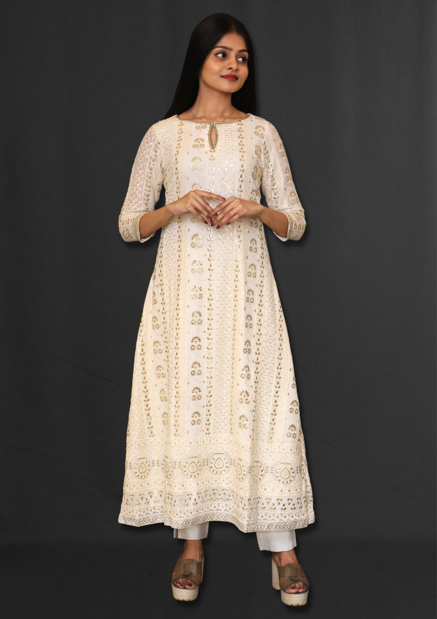 Lucknowi A Line Long Kurta