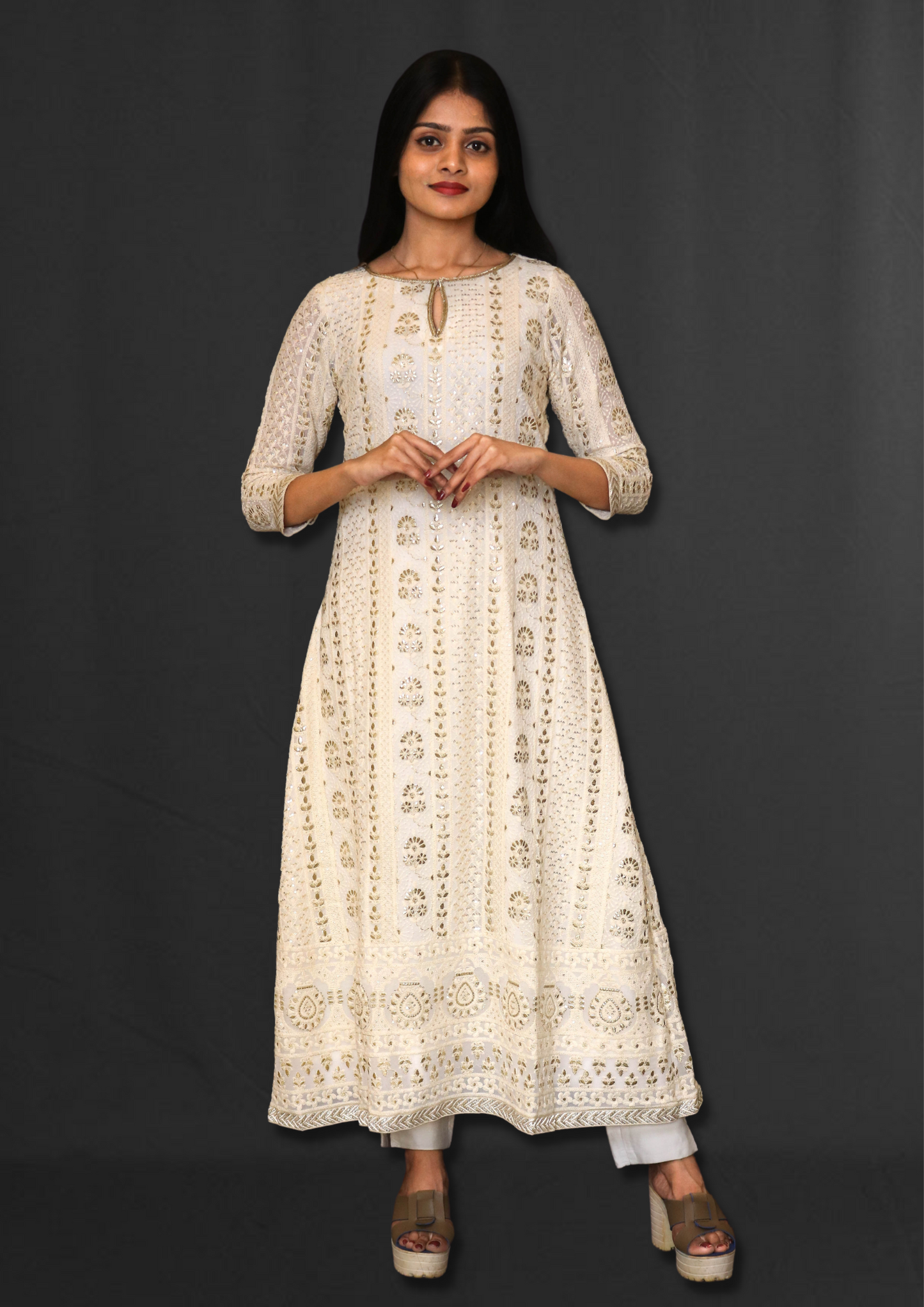 Lucknowi A Line Long Kurta