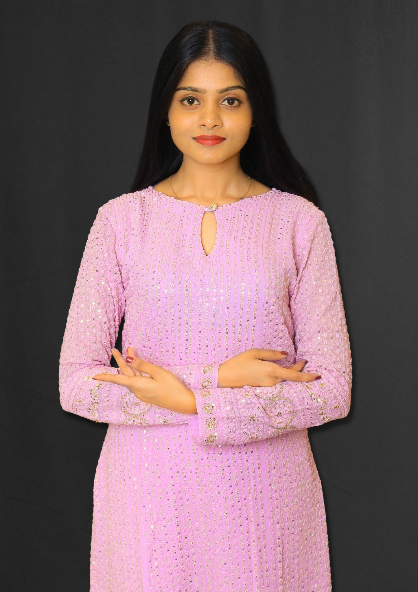 Lucknowi Light Purple Long Kurta