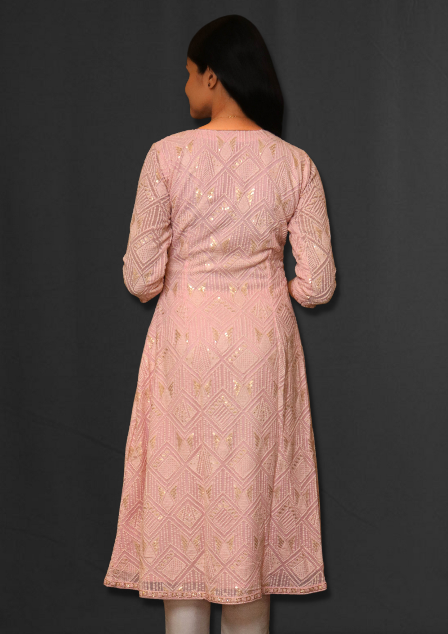 Lucknowi Long Pink Kurti