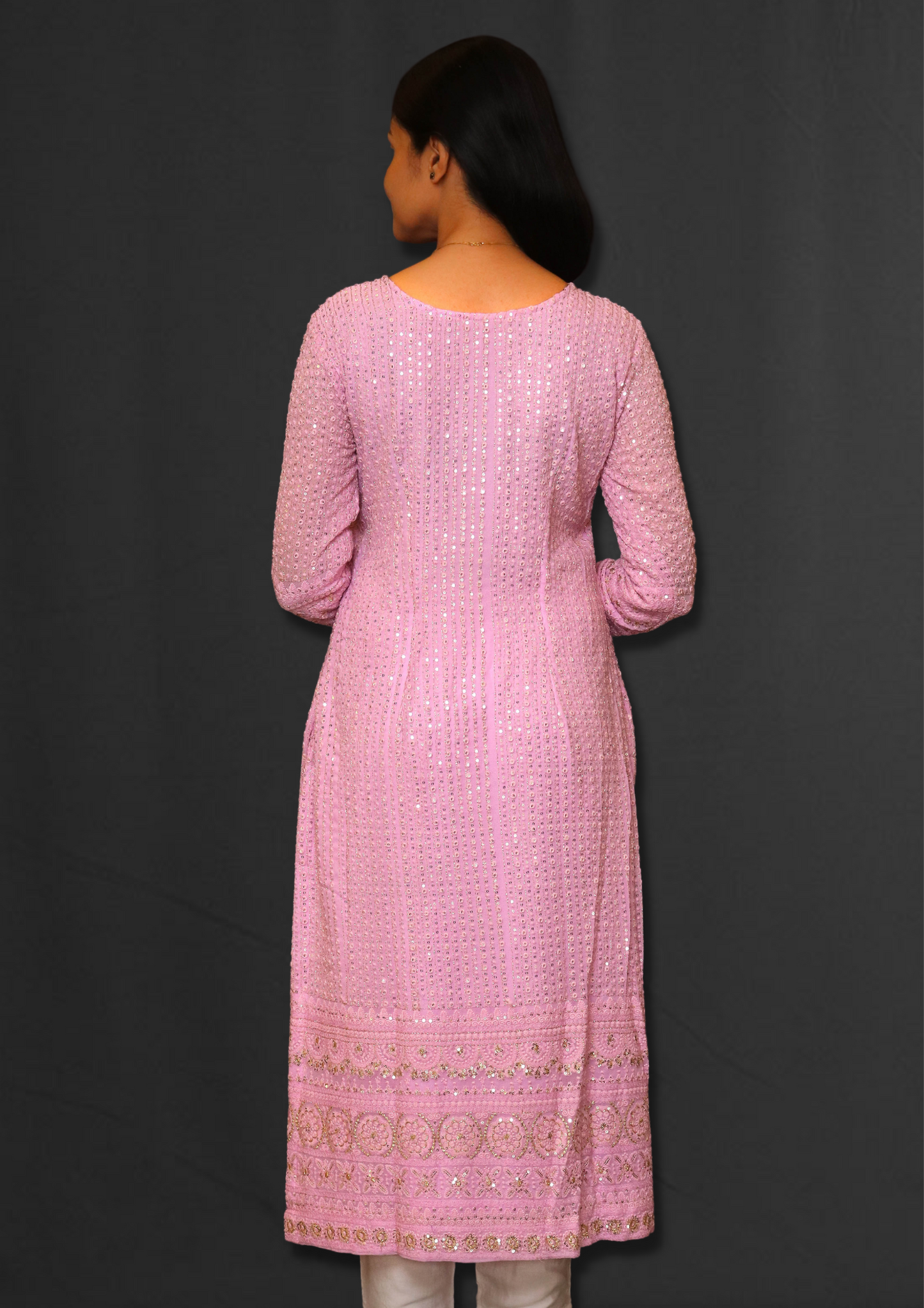 Lucknowi Light Purple Long Kurta