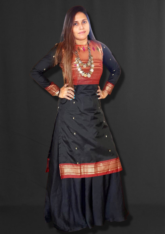 Pure Paithani Long Kurta with Skirt