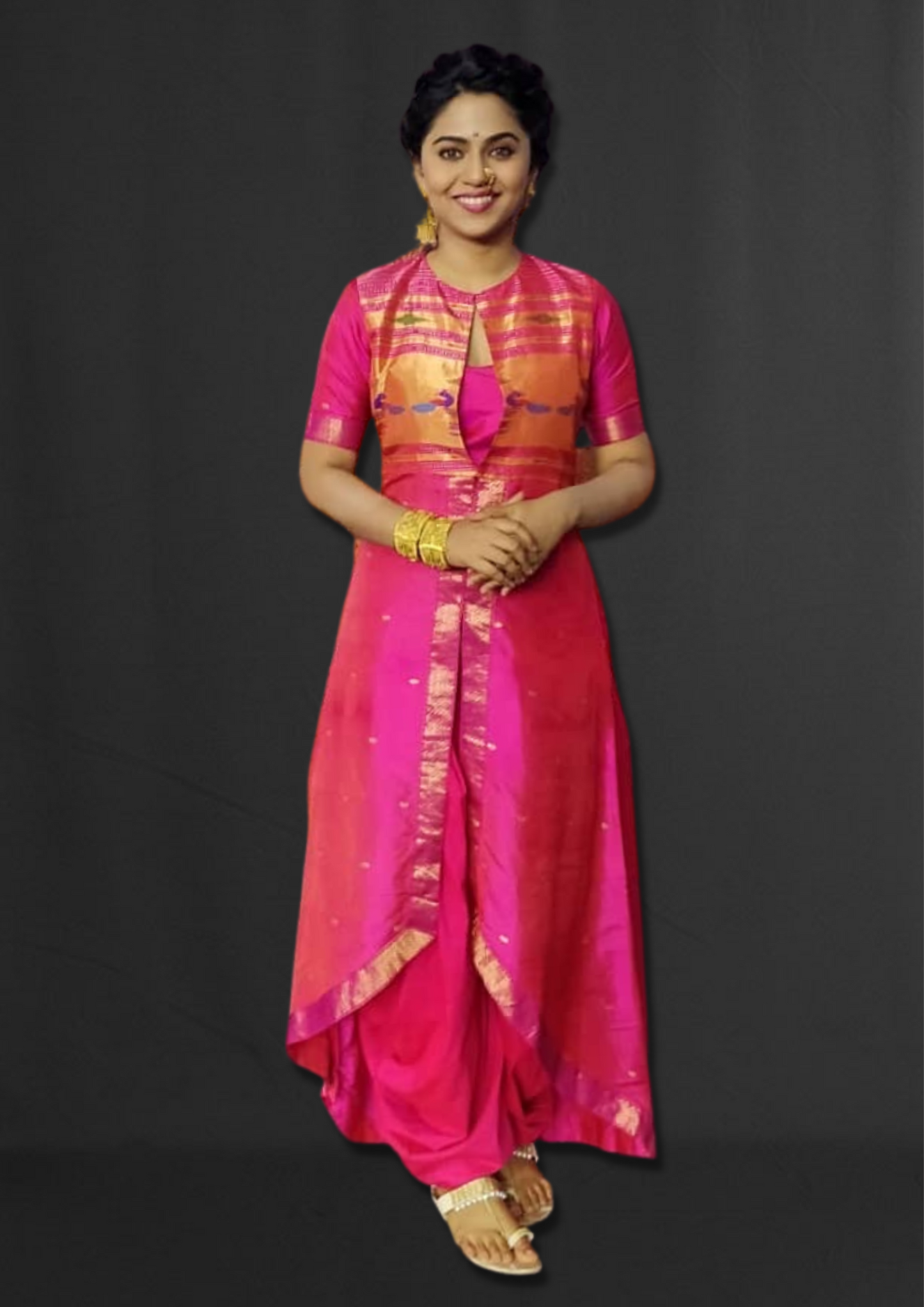 Pure Paithani High-Low Kurta with Dhoti