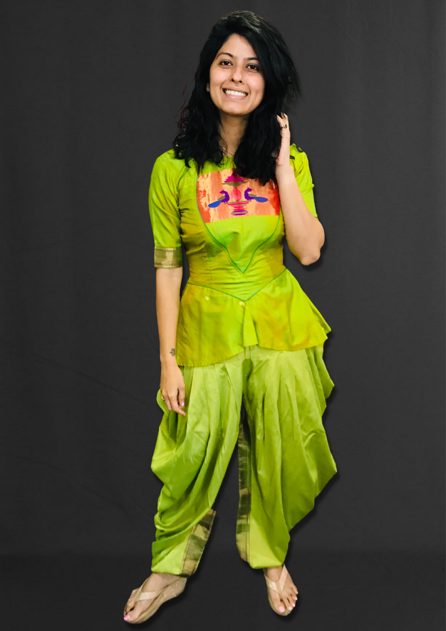 Pure Paithani Peplum Top with Dhoti