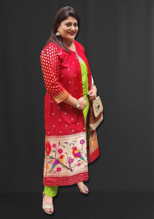 Paithani Munia Border Long Jacket